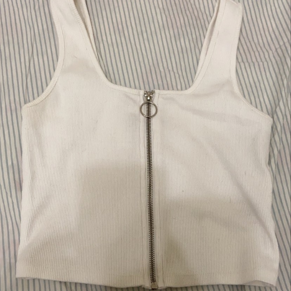 Zip front crop top